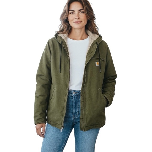 Carhartt Jackets & Blazers - Carhartt Women's Olive Hooded Utility Jacket